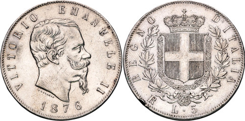 Moneta italia lire 1876 - 1876, r